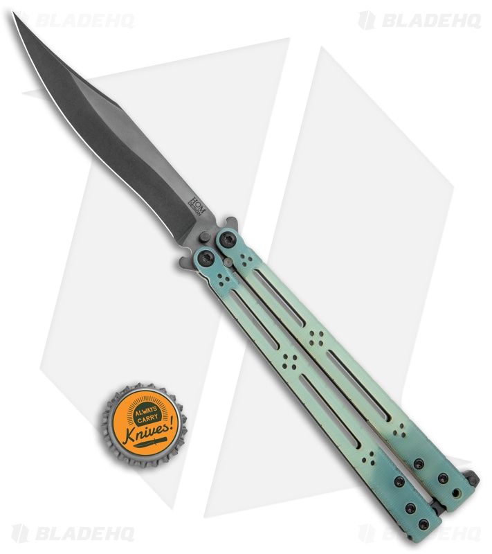 Hom Design Ghost Basilisk-R Balisong Knife Natural G-10 (4.6" Black)