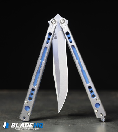 Hom Design Chimera Plus Balisong Knife Satin Ti/Blue G-10 (4.75 Two-Tone)