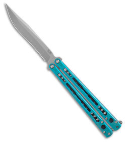 HOM Design Chimera V2 Balisong Knife Blue Ti + CF/White G-10 (4.75 Satin)