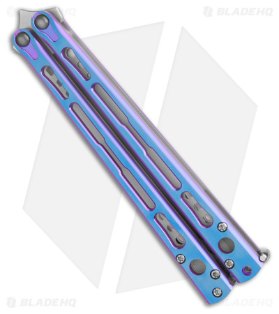 HOM Design Chimera V2 Balisong Knife Blue/Purple Ti + Ghost G-10/CF (4.75 Satin)
