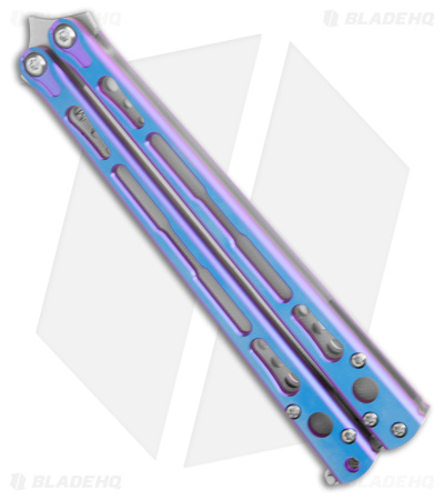 HOM Design Chimera V2 Balisong Knife Blue/Purple Ti + Ghost G-10/CF (4.75 Satin)