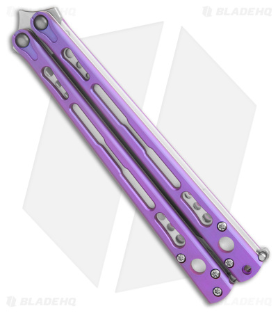HOM Design Chimera V2 Balisong Knife Purple Ti + White/Teal G-10 (4.75 Satin)