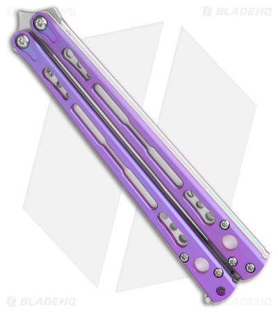 HOM Design Chimera V2 Balisong Knife Purple Ti + White/Teal G-10 (4.75 Satin)
