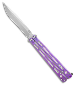 HOM Design Chimera V2 Balisong Knife Purple Ti + White/Teal G-10 (4.75 Satin)