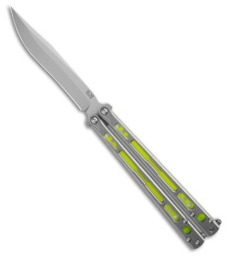 HOM Design Chimera V2 Balisong Knife Gray Ti + Day Glow G-10 (4.75 SW)