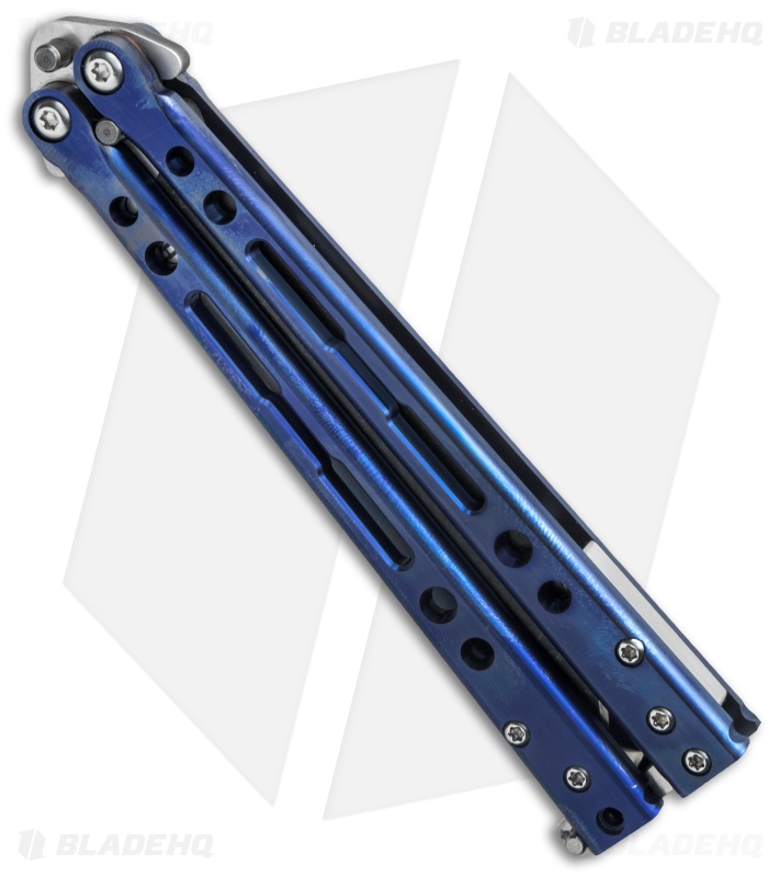 Hom Design Specter Evo Titanium Balisong Butterfly Knife Blue (4.4" Two-Tone)