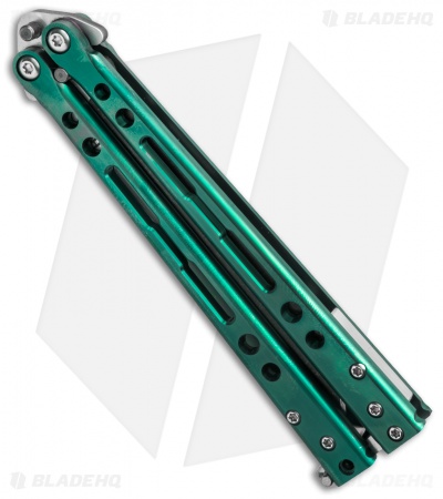 Hom Design Specter Evo Titanium Balisong Butterfly Knife Green (4.4" Two-Tone)