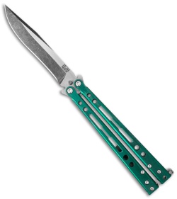 Hom Design Specter Evo Titanium Balisong Butterfly Knife Green (4.4" Two-Tone)