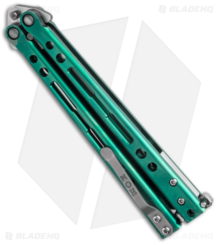 Hom Design Specter Evo Titanium Balisong Butterfly Knife Green (4.4" Two-Tone)
