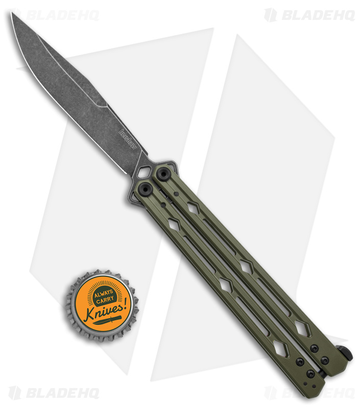 Kershaw Lucha Balisong Butterfly Knife OD Green (4.5" Blackwash) 5150ODBW