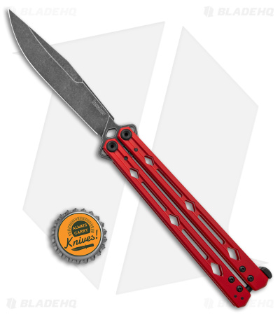 Kershaw Lucha Balisong Butterfly Knife Red (4.5" Blackwash) 5150RDBW