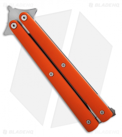 Les Voorhies Custom Knives Model 1 Bali Butterfly Knife w/ Orange G10