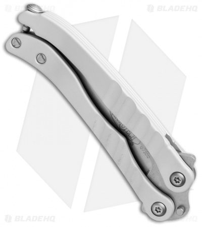 Microtech Metalmark Silver Aluminum Balisong Butterfly Knife (3.875" Black)