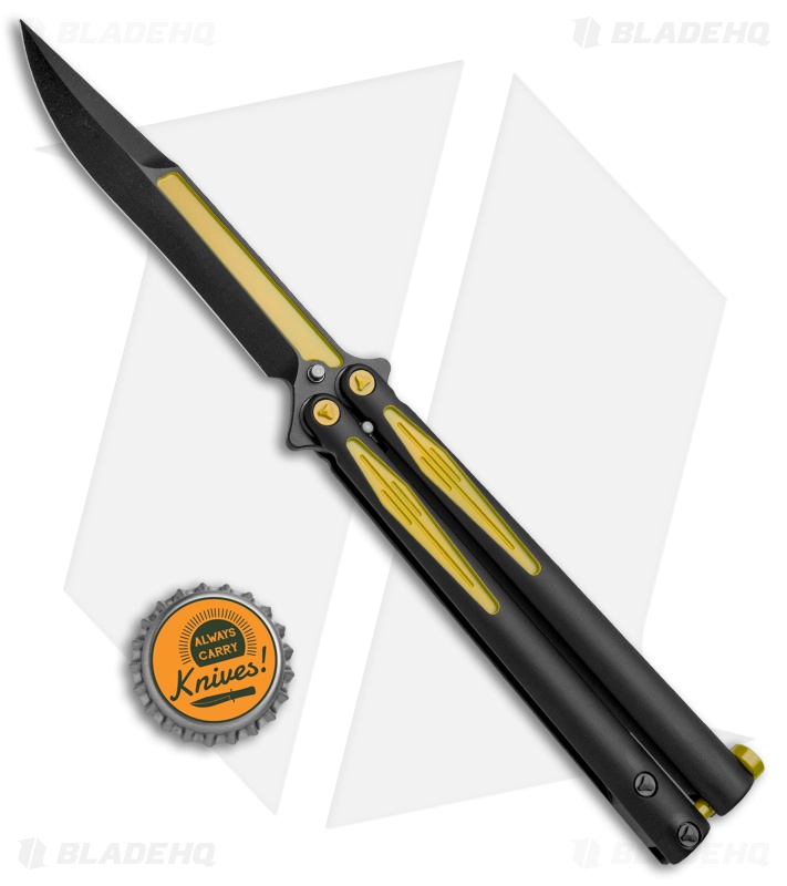 ♯♯ Microtech Tachyon III Balisong | Black + Yellow | Blade HQ