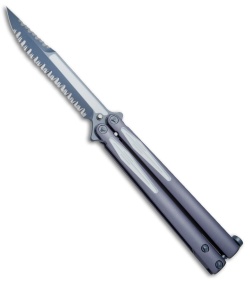 Microtech Tachyon III Balisong Butterfly Knife (4.5" Gray Full Serr) 173-D3GW