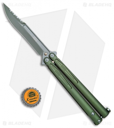 Microtech Tachyon III Balisong Butterfly OD Green (4.5" Serrated Top Swedge OD)