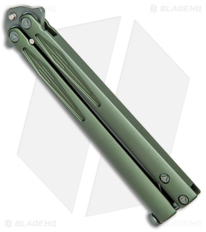 Microtech Tachyon III Balisong Butterfly OD Green (4.5" Serrated Top Swedge OD)