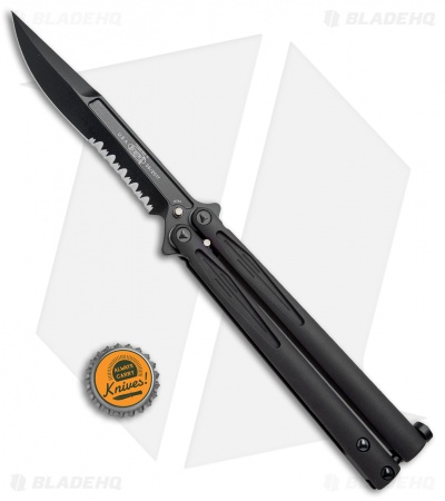 Microtech Tachyon III Balisong Butterfly Knife Tactical (4.5" Black Serr) 173-2T