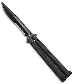 Microtech Tachyon III Balisong Butterfly Knife Tactical (4.5" Black Serr) 173-2T