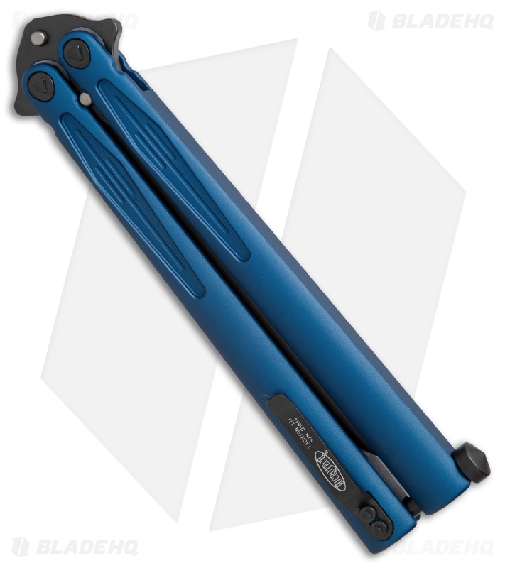 Microtech Tachyon III Balisong Butterfly Knife Blue (4.5" Black) 173-1DLCBL