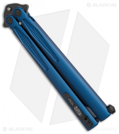 Microtech Tachyon III Balisong Butterfly Knife Blue (4.5" Black) 173-1DLCBL