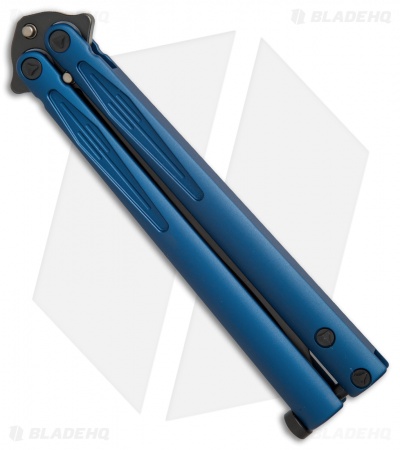 Microtech Tachyon III Balisong Butterfly Knife Blue (4.5" Black) 173-1DLCBL