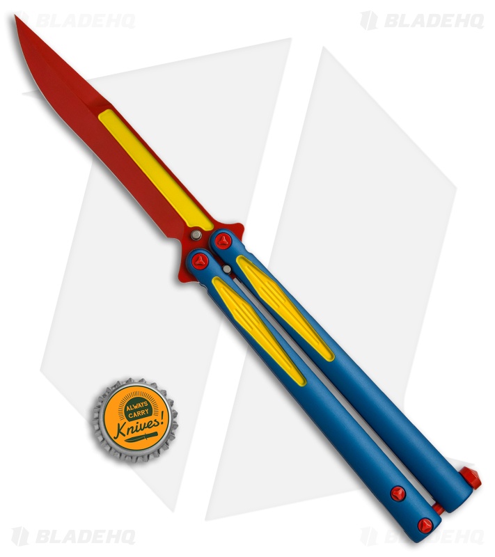 Microtech Tachyon III Balisong Butterfly Super (4.5" Red/Blue/Yellow) 173-13SM