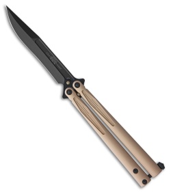 Microtech Tachyon III Balisong Butterfly Knife Tan (4.5" Black) 