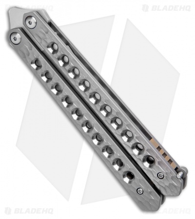 Pena Knives JVO Custom Balisong Butterfly Knife Sculpted Ti  (4.3" Satin) 