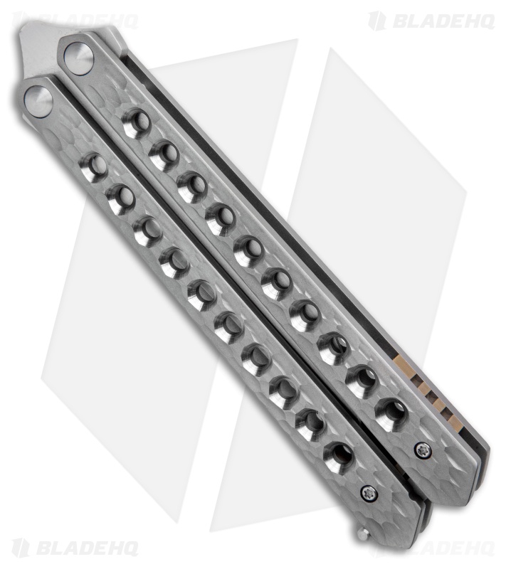 Pena Knives JVO Custom Balisong Butterfly Knife Sculpted Ti  (4.3" Satin) 