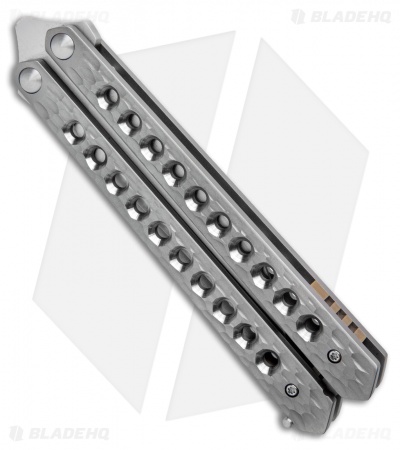 Pena Knives JVO Custom Balisong Butterfly Knife Sculpted Ti  (4.3" Satin) 