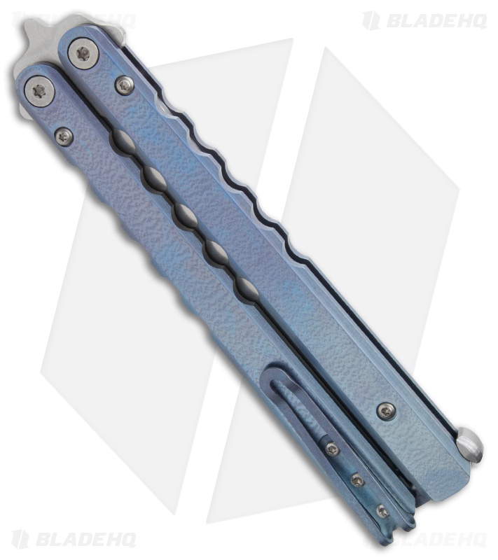 Protech FlyFather Balisong Butterfly Knife Blue Fade w/ Clip (Stonewash)
