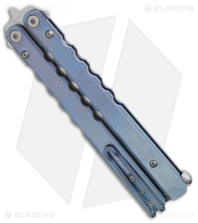Protech FlyFather Balisong Butterfly Knife Blue Fade w/ Clip (Stonewash)