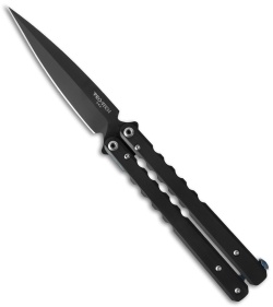 Pro-Tech FlyFather Butterfly Knife DLC Black Titanium w/Clip (4.25" Black)