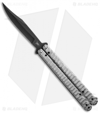 Sam Eddleman Bowie Balisong Butterfly Knife Sculpted Titanium (5.5" Acid Wash)