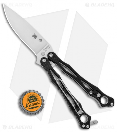 Spyderco SmallFly 2 Balisong Butterfly Knife Black G-10 (3.4" Satin) B02GP2