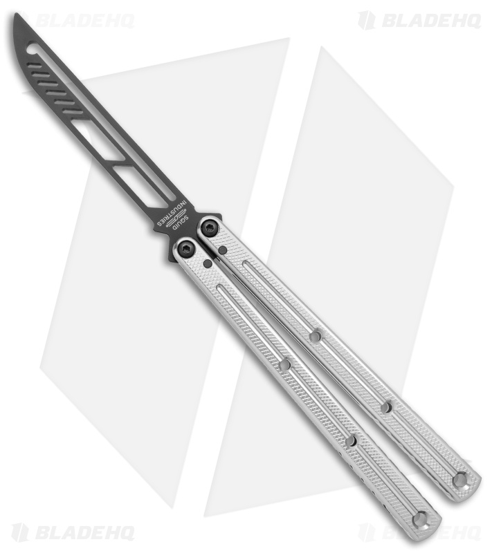 Squid Industries Krake Raken Butterfly Balisong Trainer V2.5 Silver (Inked)