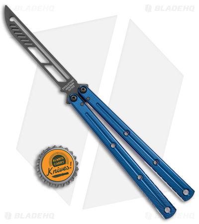 Squid Industries Krake Raken V2.5 Balisong Trainer Blue Inked (4.4" Black)