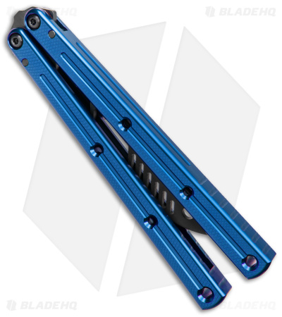 Squid Industries Krake Raken V2.5 Balisong Trainer Blue Inked (4.4" Black)