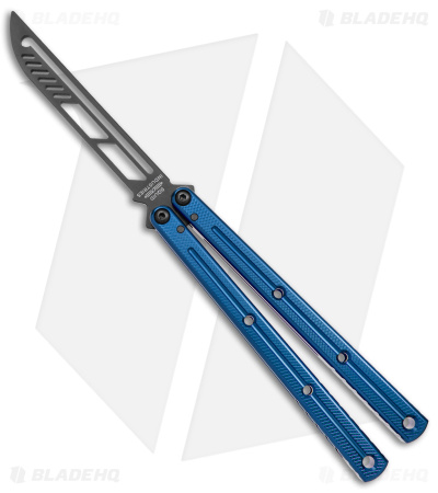 Squid Industries Krake Raken V2.5 Balisong Trainer Blue Inked (4.4" Black)