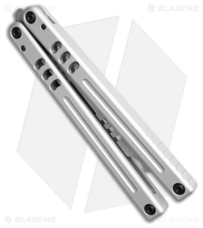 Squid Industries Mako V5 Bottle Opener Balisong Trainer Silver (4.3" Stonewash)