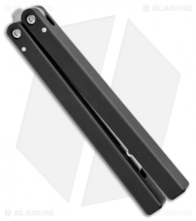 Squid Industries Triton V2 Butterfly Balisong Trainer Black (4.3" Stonewash) 