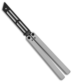 Squid Industries Triton V2 Inked Butterfly Balisong Trainer Silver (4.3" Black) 