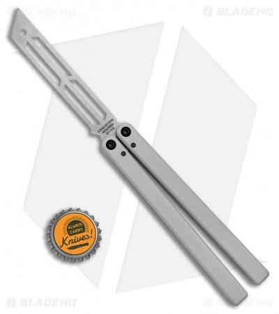 Squid Industries Triton V2 Butterfly Balisong Trainer Silver (4.3" Stonewash) 