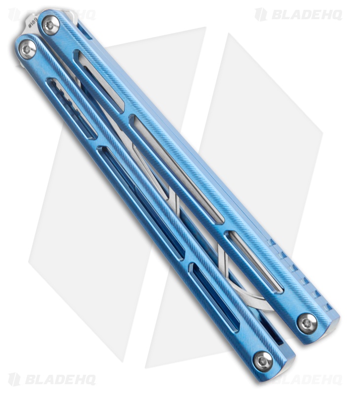 Squid Industries Tsunami Balisong Trainer Blue Ti - Blade HQ