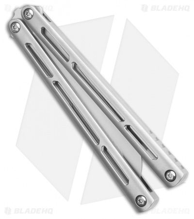 Squid Industries Tsunami Balisong Butterfly Knife Zir Blast Ti (4.5" Satin)
