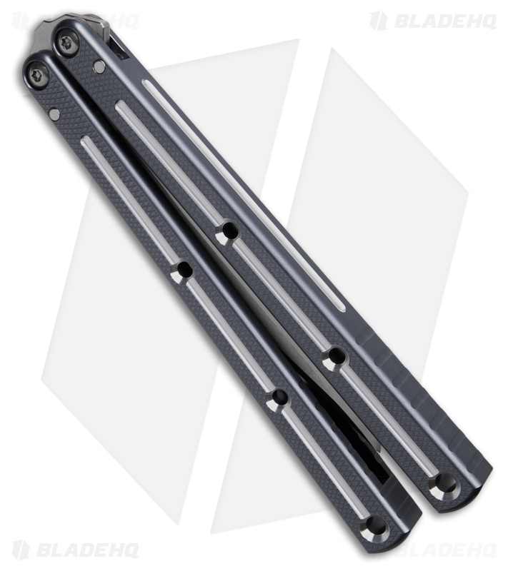 Squid Industries Krake Raken Bowie V3 Balisong Knife DT Gunmetal (4.5" Satin)