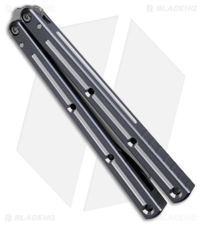 Squid Industries Krake Raken Bowie V3 Balisong Knife DT Gunmetal (4.5" Satin)