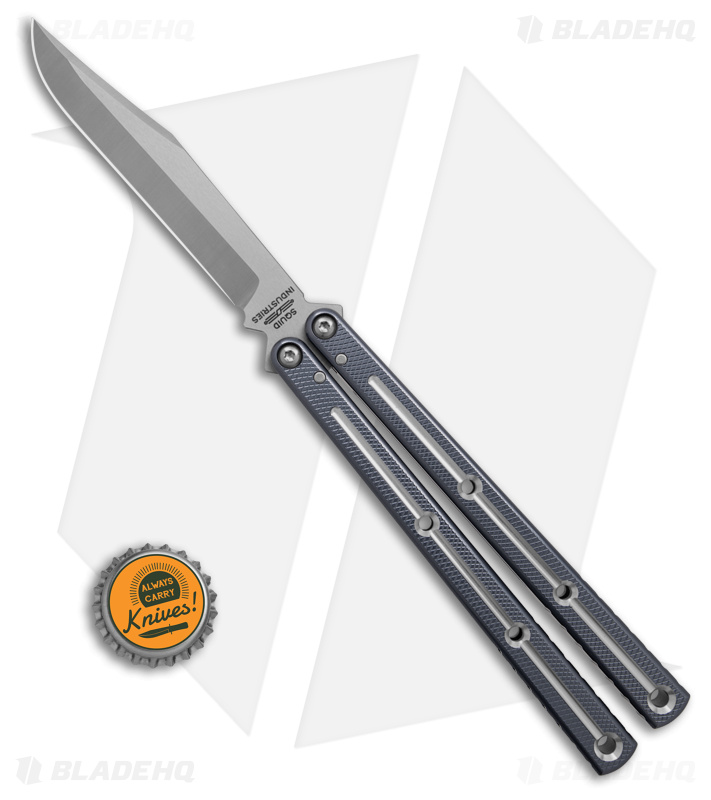 Squid Industries Krake Raken Bowie V3 Balisong Knife DT Gunmetal (4.5" Satin)