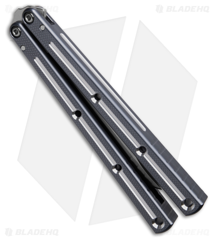 Squid Industries Krake Raken Bowie V3 Balisong Knife DT Gunmetal (4.5" Satin)
